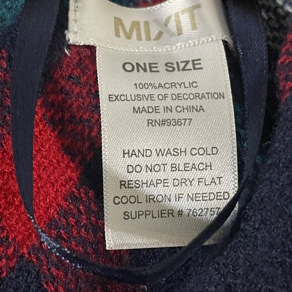 MIXIT · One Size · Plaid Hooded Poncho Cape · Toggle Fringe Wrap Outlander Style - Picture 7 of 8